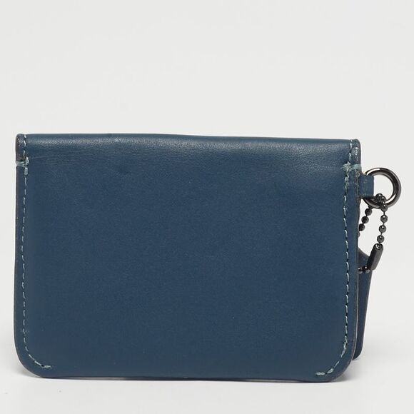Coach Blue Leather Edgestain Card Case Pouch - Picture 4 of 7